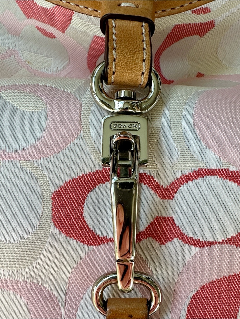 Rare Y2K Coach Pink Signature Optic C Hampton Clip Hobo - Picture 9 of 17